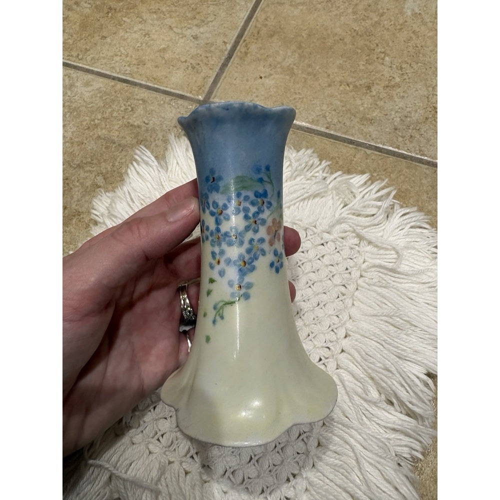 Antique Royal Bavaria Hand Painted Hat Pin Holder Royal‎ Crescent China Floral